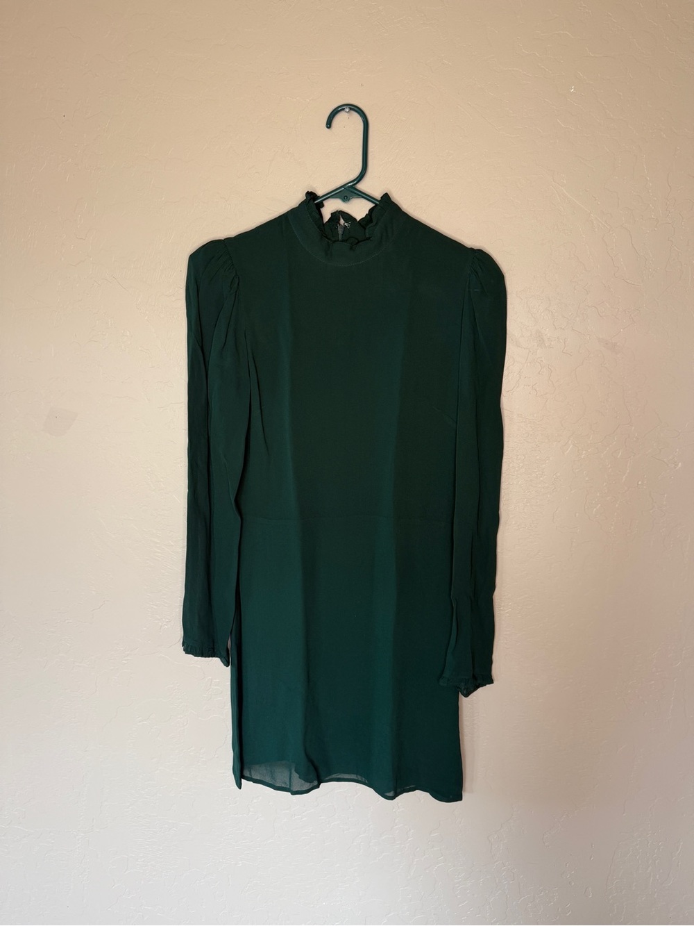 Reformation Forest Green Long Sleeve Mini Dress